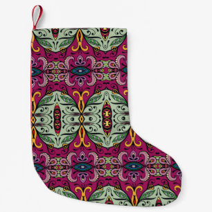 Petite Chaussette De Noël Doodle ethnique tribal géométrique floral