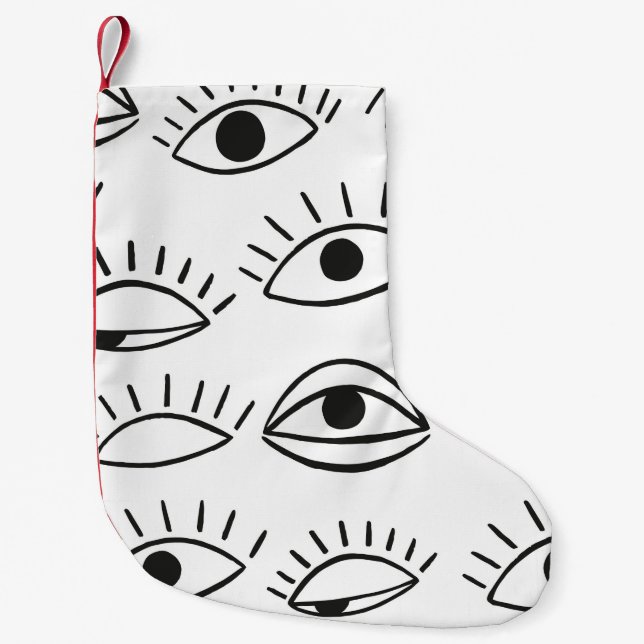 Petite Chaussette De Noël Doodle eye, motif sans soudure.  (Devant)