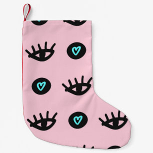 Petite Chaussette De Noël Doodle Fille : Coeurs Des Yeux Sans Couleur.