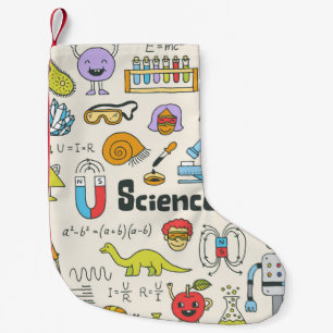 Petite Chaussette De Noël Doodles de science : Ensemble d'écoles à main.
