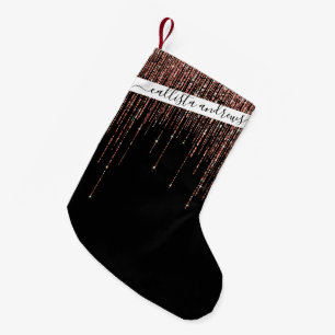 Petite Chaussette De Noël Dory Rose Noire Gold Sparkly Glitter Fringe
