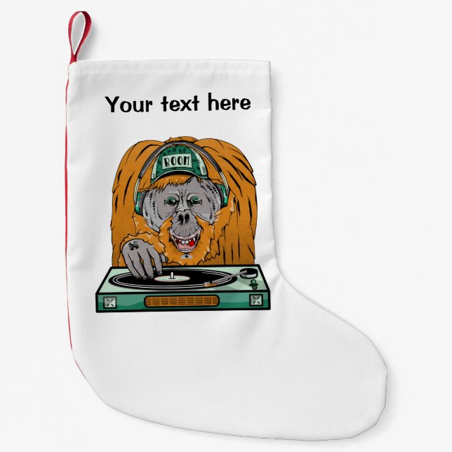 Petite Chaussette De Noël Dossier de vinyle Orangoutan (Devant)