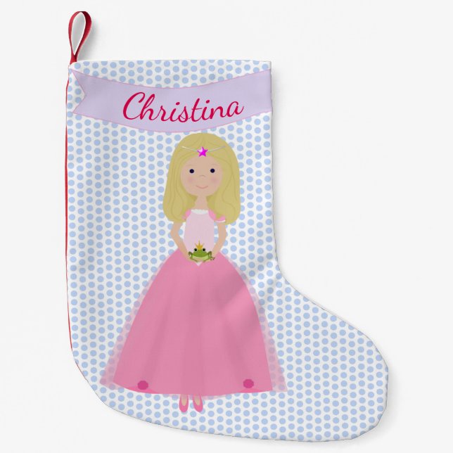 Petite Chaussette De Noël Douce Fair Hair Princess Stockage personnalisé (Devant)