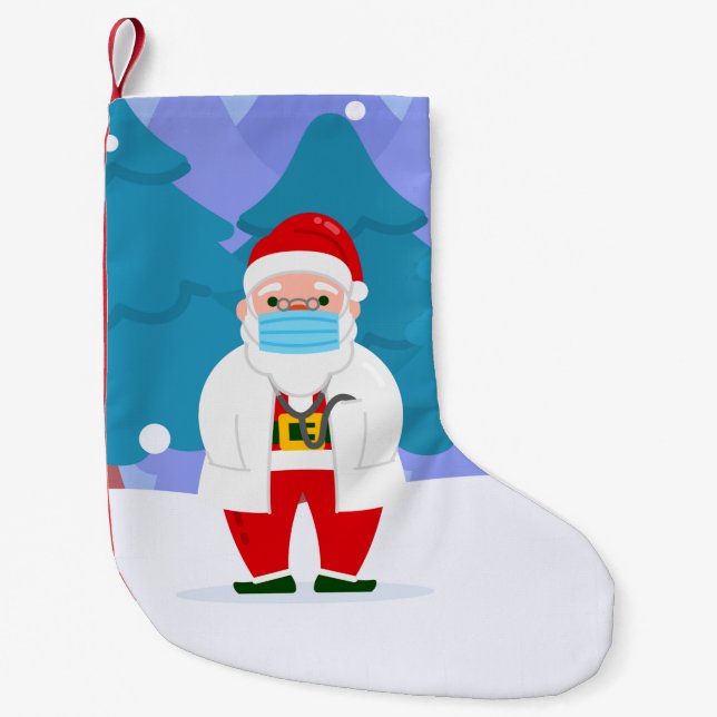 Petite Chaussette De Noël dr santa claus covid masque de noël (Devant)