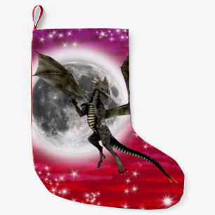 Petite Chaussette De Noël Dragon noir - Mythique Imaginaire Créature Ciel ro