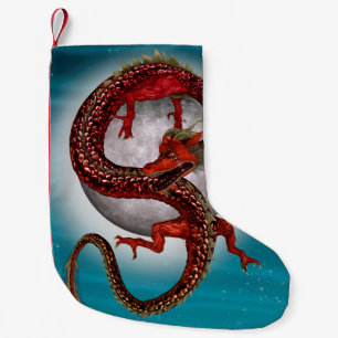 Petite Chaussette De Noël Dragon rouge oriental d'imaginaire