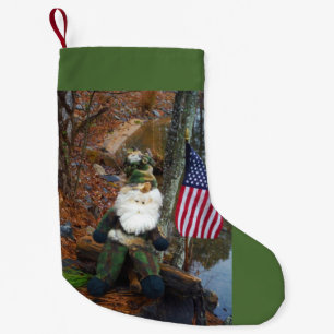 Petite Chaussette De Noël Drapeau américain de Père Noël de camouflage