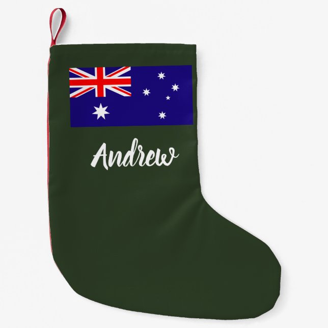 Petite Chaussette De Noël Drapeau australien personnalisé ensemencement de N (Devant)