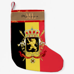 Petite Chaussette De Noël Drapeau belge, Belgique, monogramme
