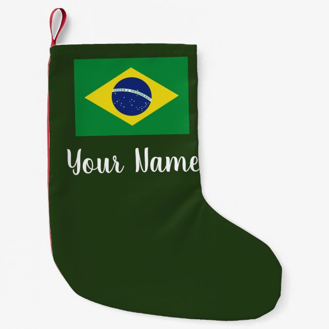 Petite Chaussette De Noël Drapeau Brasilien personnalisé Bas de Noël (Devant)