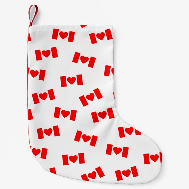Petite Chaussette De Noël Drapeau canadien du coeur (Devant)