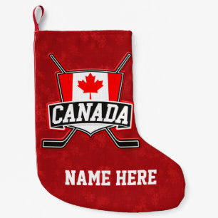 Petite Chaussette De Noël Drapeau canadien Hockey de Noël Stocker