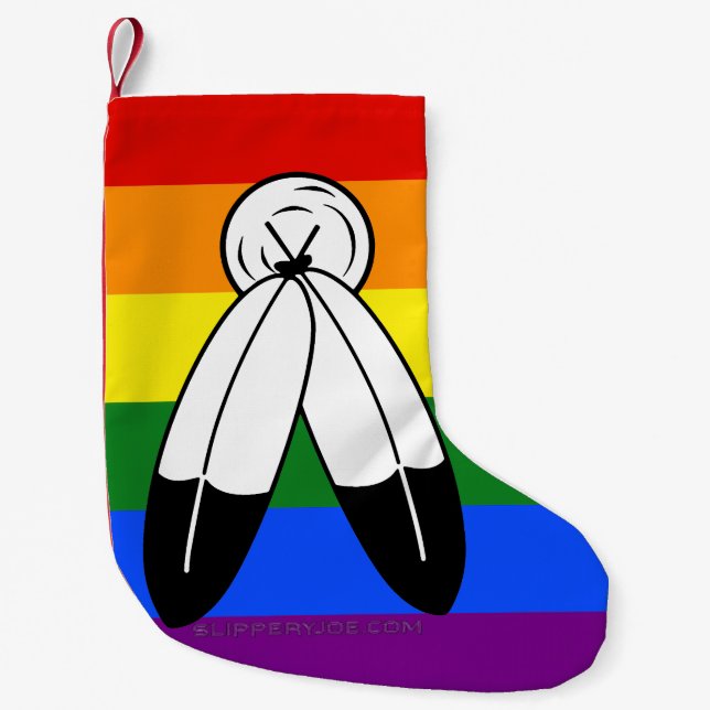 Petite Chaussette De Noël Drapeau de fierté bispirituel de SlipperyJoe's sym (Devant)