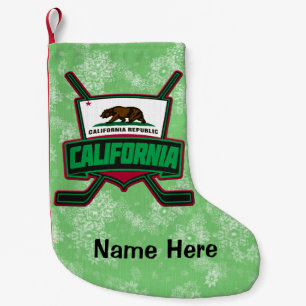 Petite Chaussette De Noël Drapeau de hockey Californie - Ornement de Noël pe
