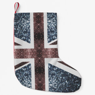Petite Chaussette De Noël Drapeau rustique UK rouge bleu étincelants parties