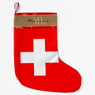 Petite Chaussette De Noël Drapeau suisse, Suisse, monogramme
