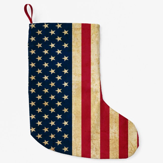 Petite Chaussette De Noël Drapeau vintage patriotique américain (Devant)