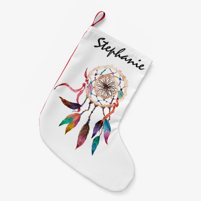 Petite Chaussette De Noël Dreamcatcher de Bohème en peinture vibrante (Devant (Accrochage))