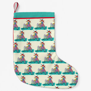 Petite Chaussette De Noël Drôle Chèvre hurlant Colorful Père Noël Illustrati