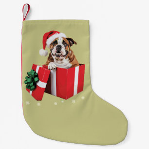 Petite Chaussette De Noël Drôle de chien bouledogue anglais arbre de Noël lu