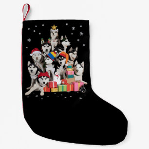 Petite Chaussette De Noël Drôle de Noël en arbre de Sibérien Husky amoureux 
