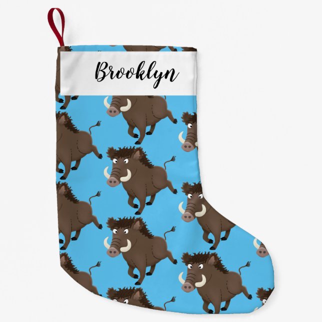 Petite Chaussette De Noël Drôle dessin humoristique de rasoir de sanglier (Devant)