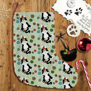 Petite Chaussette De Noël Drôle Mignon Chat Smoking Noir et Blanc Fête de No
