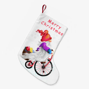 Petite Chaussette De Noël Drôle Noël Stocker Gnome avec vélo et cadeau