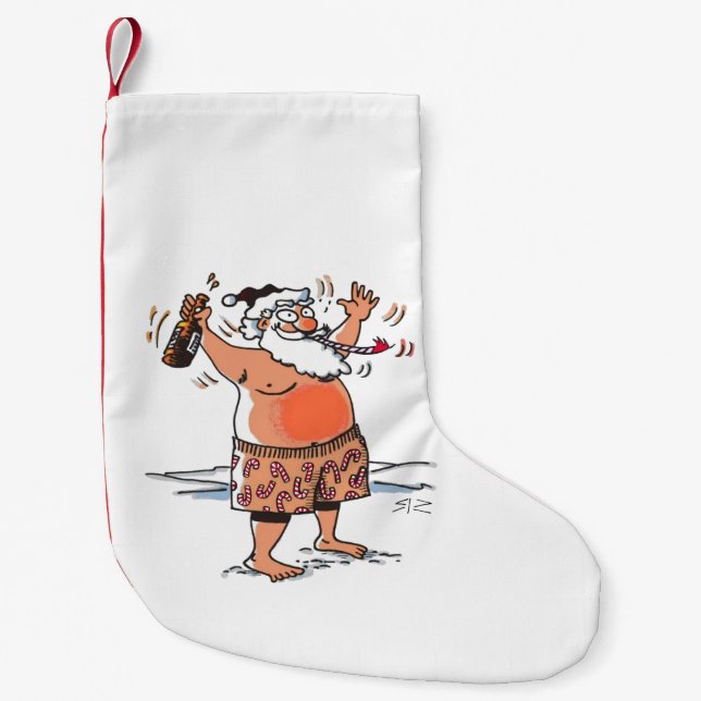Petite Chaussette De Noël Drunk Père Noël réserve de Noël petit (Devant)