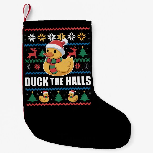 Petite Chaussette De Noël Duck The Halls Ugly Christmas Funny Santa Claus  (Devant)