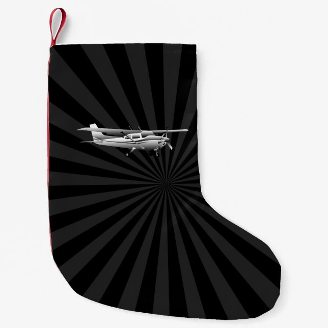 Petite Chaussette De Noël Éclat volant de noir de silhouette de Cessna (Devant)