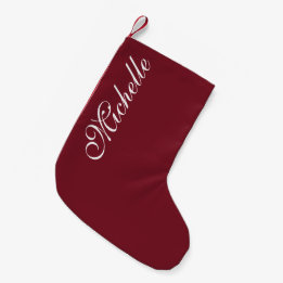 Petite Chaussette De Noël Écriture élégante rouge bordeaux personnalisée sim