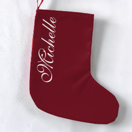 Petite Chaussette De Noël Écriture élégante rouge bordeaux personnalisée sim