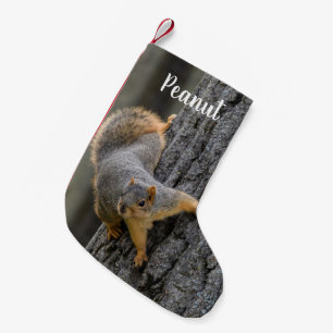 Petite Chaussette De Noël Écureuil renard personnalisé sur un arbre
