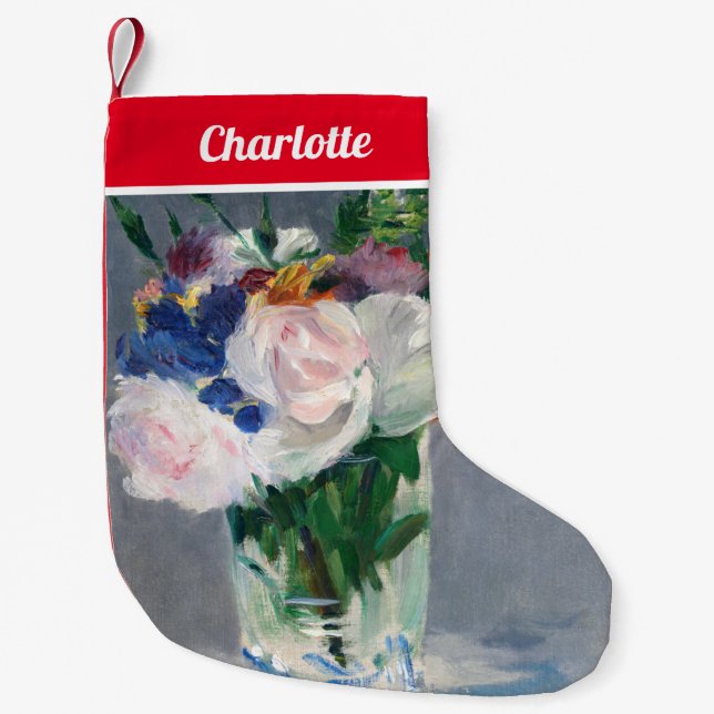 Petite Chaussette De Noël Edouard Manet - Fleurs dans un vase de cristal (Devant)
