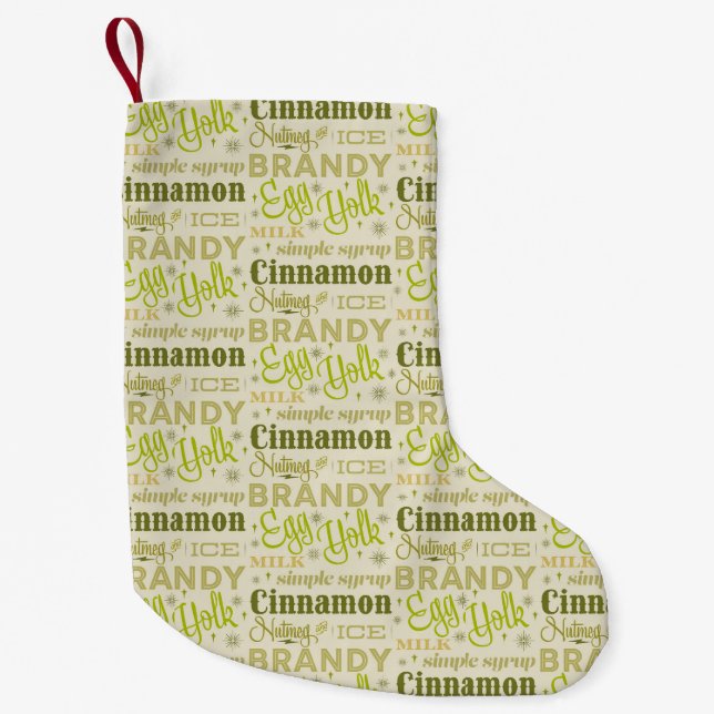 Petite Chaussette De Noël Eggnog Typography - Avocado (Devant)