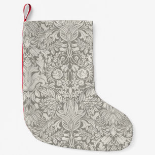 Petite Chaussette De Noël Élégant blanc Damas Floral Décor