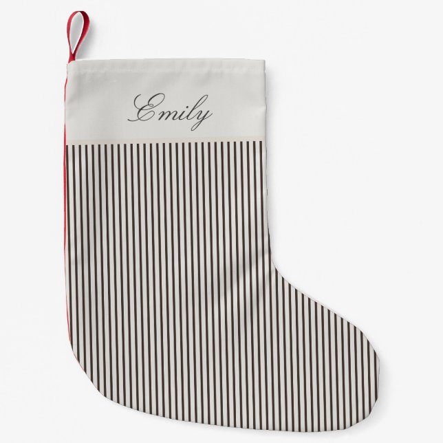 Petite Chaussette De Noël Élégant Brown rayé Noël Stocker (Devant)