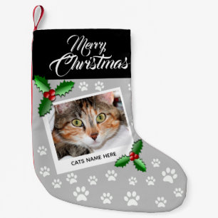 Petite Chaussette De Noël Élégant chat personnalisé