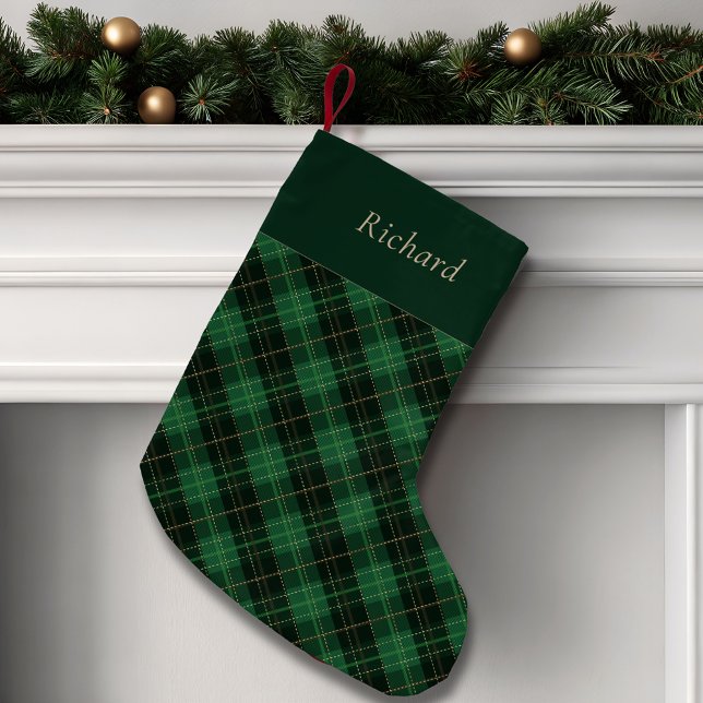 Petite Chaussette De Noël Elegant Green Plaid Personalized  (Créateur téléchargé)