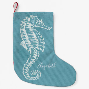 Petite Chaussette De Noël Élégant Monogramme de Cheval de mer de la plage cô