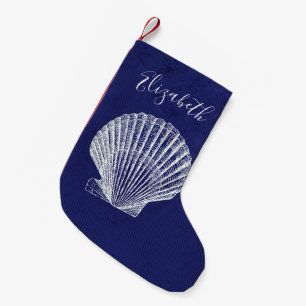 Petite Chaussette De Noël Élégant monogramme de coquillage de la mer de la p