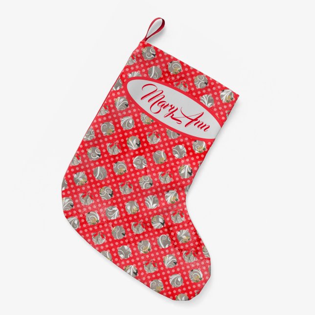 Petite Chaussette De Noël Élégant Motif de Noël (Devant (Accrochage))