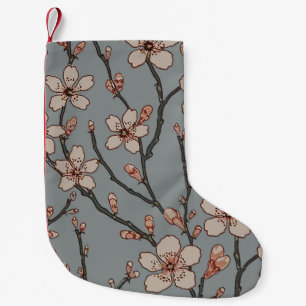 Petite Chaussette De Noël Élégant Motif Fleur rose Douce Fleur Fleur de Ceri