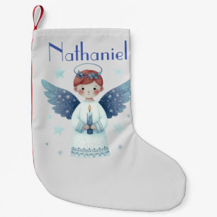 Petite Chaussette De Noël Elégant Nordic Christmas Angel Ajouter un nom