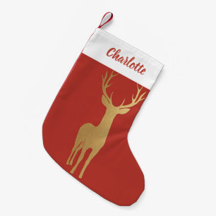 Petite Chaussette De Noël Élégant renne d'or rouge joyeux motif de noël