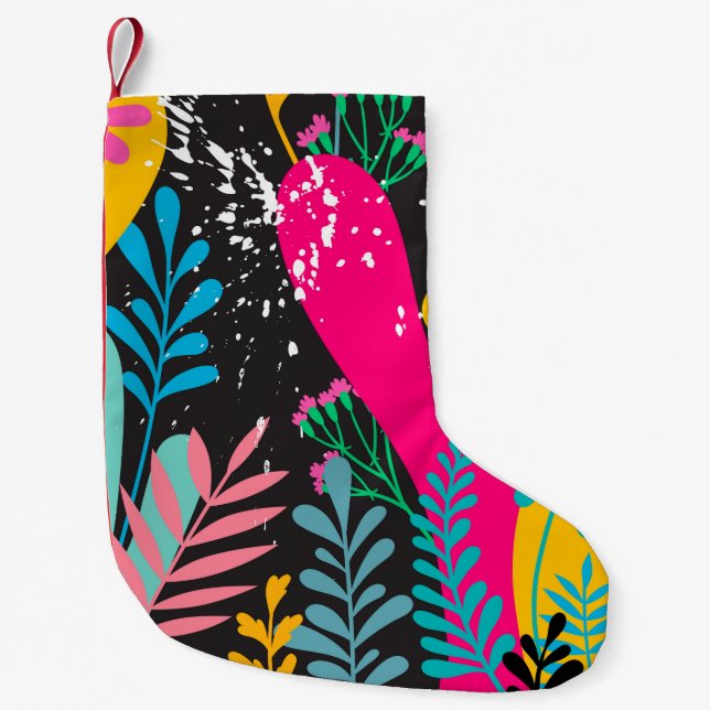 Petite Chaussette De Noël elegant seamless pattern with abstract leaves and  (Devant)