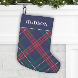 Petite Chaussette De Noël Élégant Tartan à Carreaux Rouge Vert Navy Personna