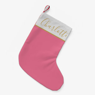 Petite Chaussette De Noël Élégante Typographie de Script Moderne Rose Person