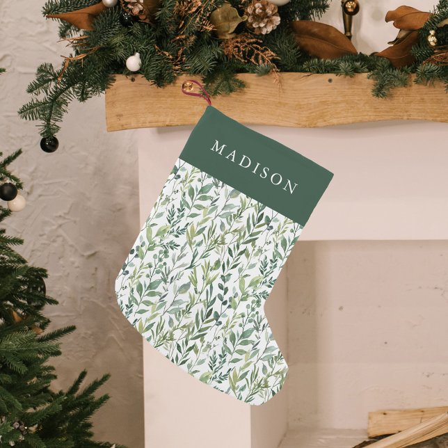 Petite Chaussette De Noël Elégante verdure hivernale Personnalisée (Créateur téléchargé)